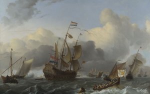 Eendrachten og en flåde af hollandske krigsmænd, ca. 1670-75